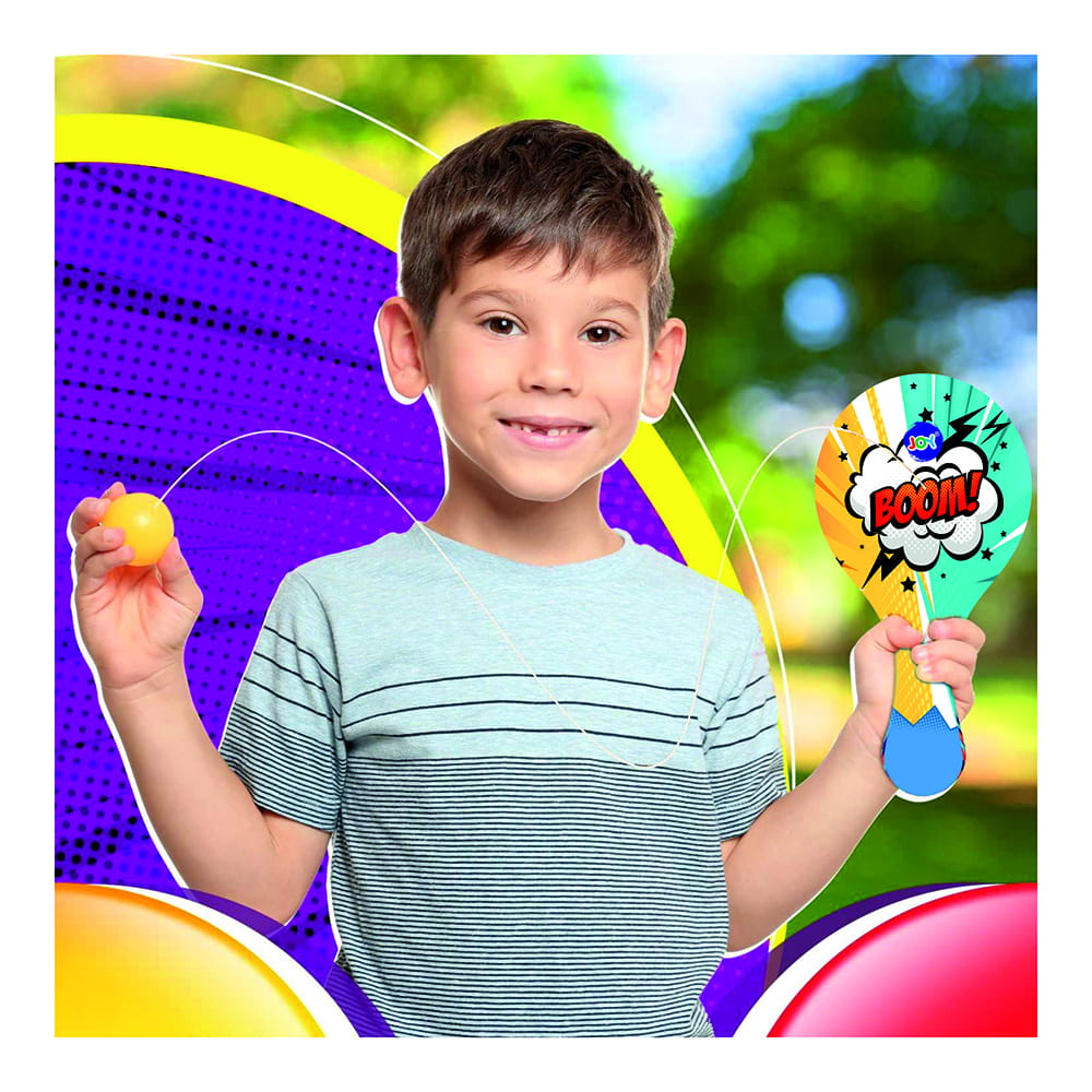 Hello Friends Wooden Paddle Ball Toy is a classic paddle game designed for kids aged 3 years and above. Featuring a durable wooden paddle and an elastic string-attached rubber ball, it helps improve hand-eye coordination while providing hours of indoor and outdoor fun. Hello Friends Wooden Paddle Ball Toy is a classic paddle game designed for kids aged 3 years and above. Featuring a durable wooden paddle and an elastic string-attached rubber ball, it helps improve hand-eye coordination while providing hours of indoor and outdoor fun.
