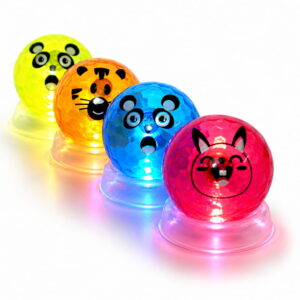 Hello Friends LED Flashing Bouncing Ball Pack of 4 features motion sensor-activated LED lights that glow automatically when bounced or thrown. Made from durable rubber, these light-up balls are perfect for indoor and outdoor play, party games, and return gifts.