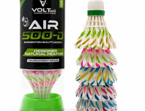 Volt Pro Colourful Design Feather Shuttlecocks (Pack of 10) feature vibrant natural feathers with a durable EVA cork base for stable flight and reliable performance. Designed for recreational play and practice sessions, these shuttlecocks offer consistent speed, control, and long-lasting durability for players of all skill levels.
