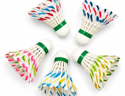 Volt Pro Colourful Design Feather Shuttlecocks (Pack of 10) feature vibrant natural feathers with a durable EVA cork base for stable flight and reliable performance. Designed for recreational play and practice sessions, these shuttlecocks offer consistent speed, control, and long-lasting durability for players of all skill levels.