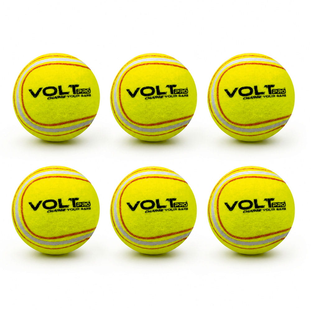 Volt Pro Cricket Tennis Ball Pack of 6 is made with a durable pure rubber core for consistent bounce, reliable performance, and long-lasting use. Designed for cricket practice, training, matches, and street cricket, these balls offer excellent control and playability. Volt Pro Cricket Tennis Ball Pack of 6 is made with a durable pure rubber core for consistent bounce, reliable performance, and long-lasting use. Designed for cricket practice, training, matches, and street cricket, these balls offer excellent control and playability.