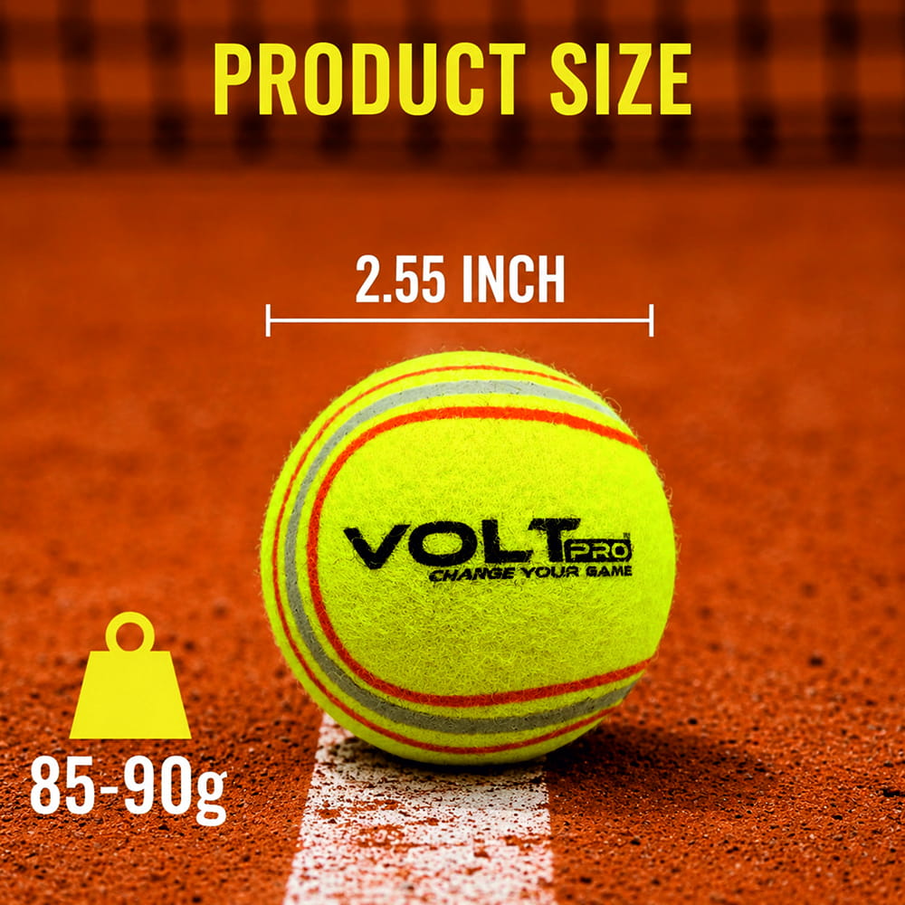 Volt Pro Cricket Tennis Ball Pack of 6 is made with a durable pure rubber core for consistent bounce, reliable performance, and long-lasting use. Designed for cricket practice, training, matches, and street cricket, these balls offer excellent control and playability.