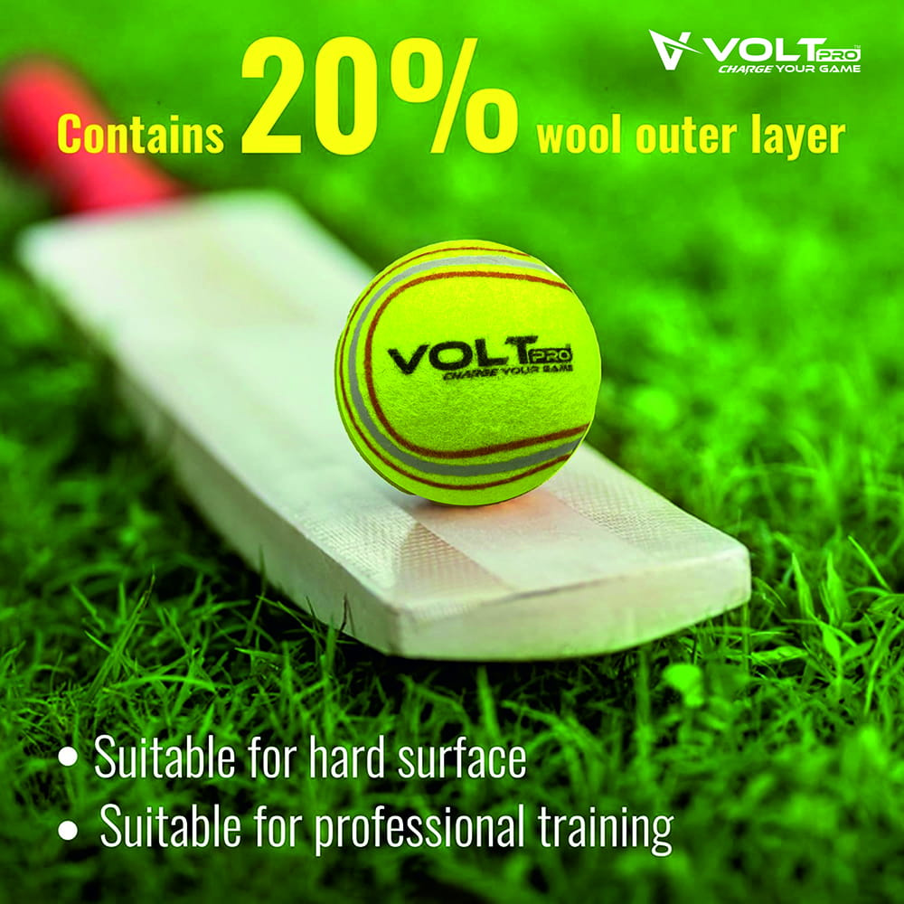 Volt Pro Cricket Tennis Ball Pack of 6 is made with a durable pure rubber core for consistent bounce, reliable performance, and long-lasting use. Designed for cricket practice, training, matches, and street cricket, these balls offer excellent control and playability.