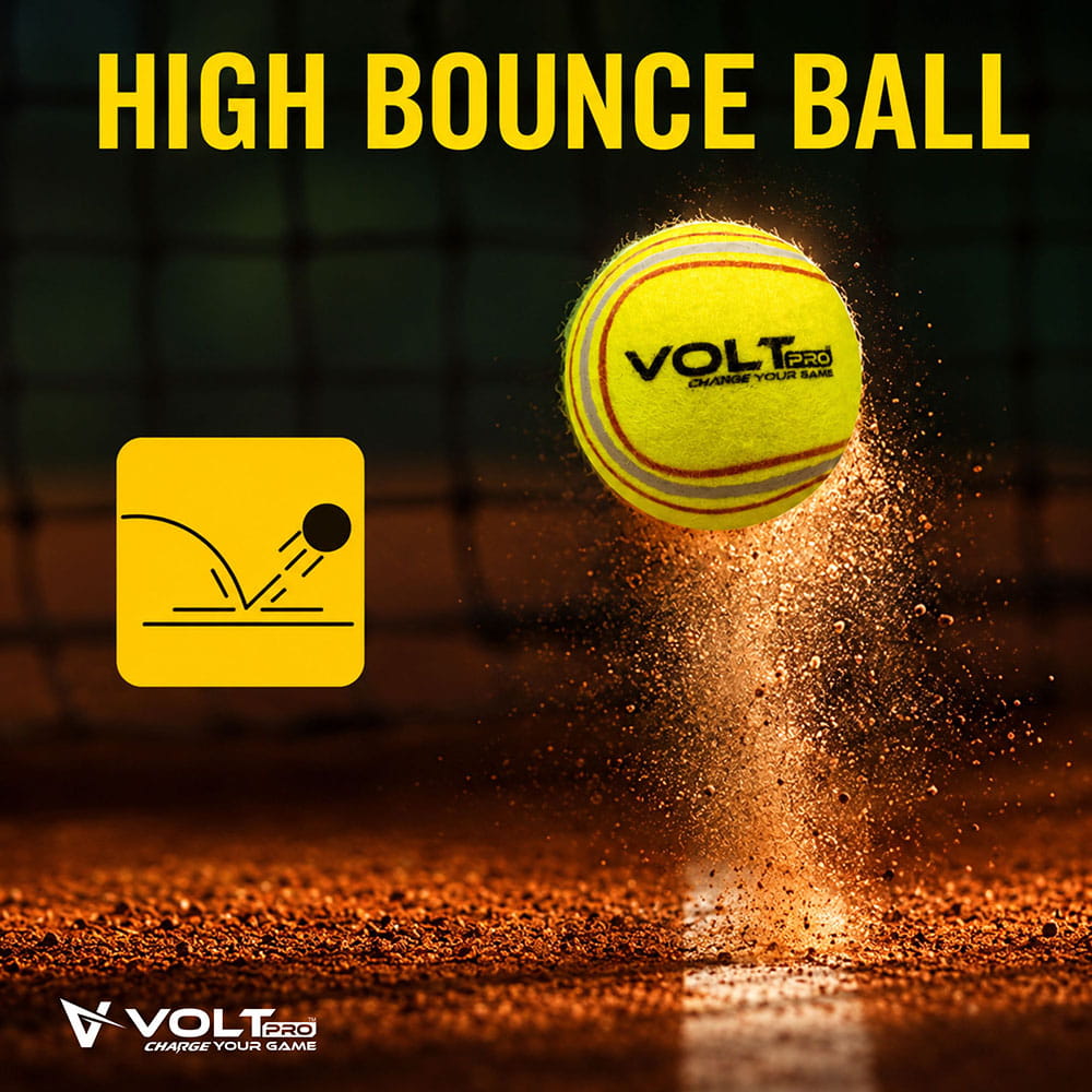 Volt Pro Cricket Tennis Ball Pack of 6 is made with a durable pure rubber core for consistent bounce, reliable performance, and long-lasting use. Designed for cricket practice, training, matches, and street cricket, these balls offer excellent control and playability. Volt Pro Cricket Tennis Ball Pack of 6 is made with a durable pure rubber core for consistent bounce, reliable performance, and long-lasting use. Designed for cricket practice, training, matches, and street cricket, these balls offer excellent control and playability.