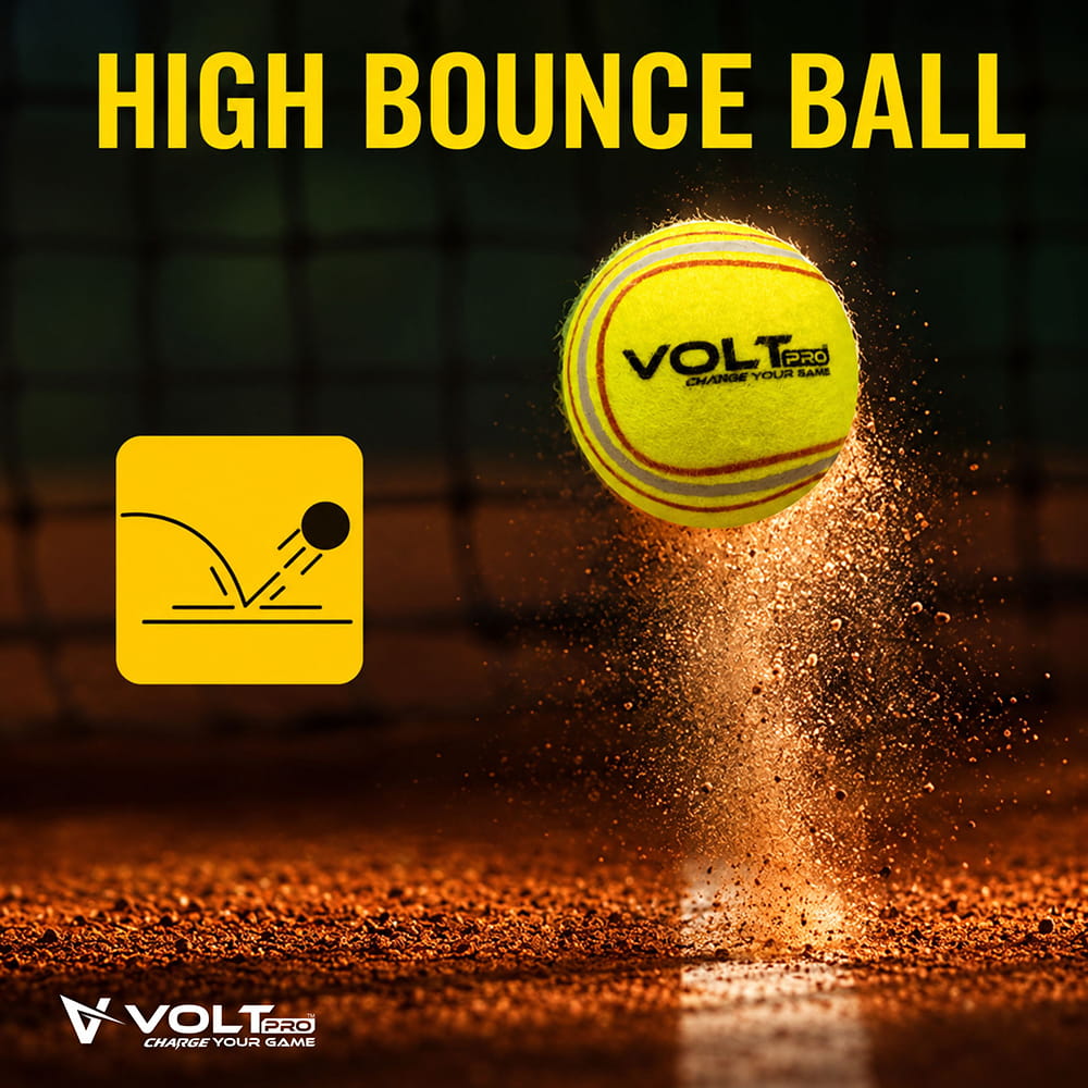 Volt Pro Cricket Tennis Ball Pack of 6 is made with a durable pure rubber core for consistent bounce, reliable performance, and long-lasting use. Designed for cricket practice, training, matches, and street cricket, these balls offer excellent control and playability.