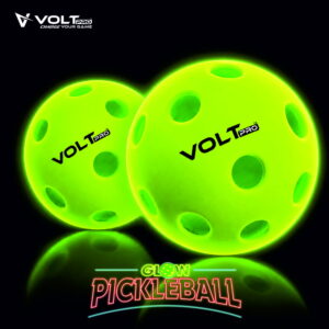 Volt Pro Glow Pickleball Paddle Set includes 2 lightweight wooden paddles and 2 glow pickleball balls for exciting indoor and outdoor play. With a durable 12mm paddle design and comfortable grip, this set is ideal for practice, family games, and recreational matches.