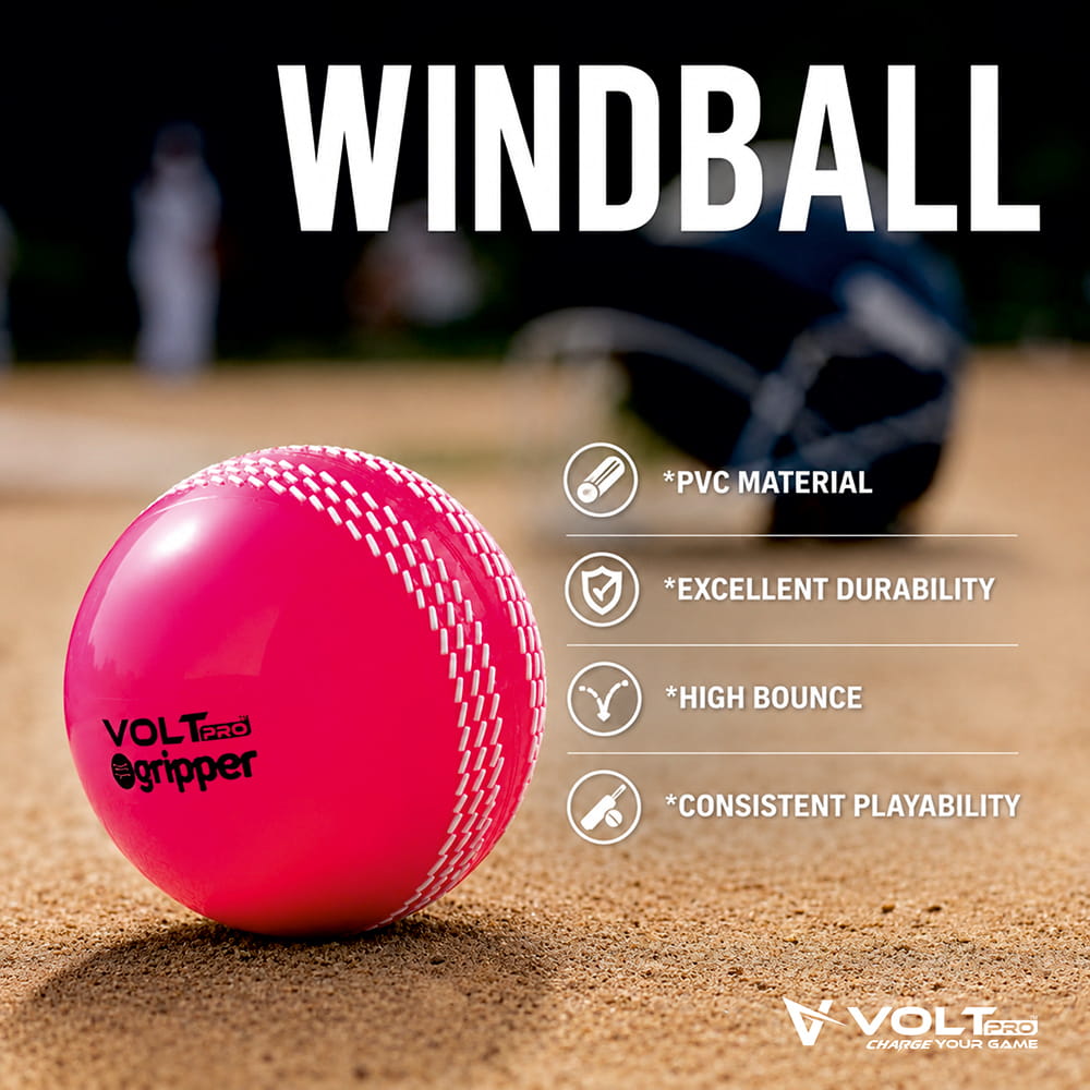 Volt Pro Gripper Seam Wind Cricket Tennis Ball Pack of 3 is designed for cricket practice, training, and matches. Featuring a gripper colored seam, soft and bouncy rubber construction, and a heavy 110g design, these balls provide better grip, improved swing, and reliable performance. Volt Pro Gripper Seam Wind Cricket Tennis Ball Pack of 3 is designed for cricket practice, training, and matches. Featuring a gripper colored seam, soft and bouncy rubber construction, and a heavy 110g design, these balls provide better grip, improved swing, and reliable performance.