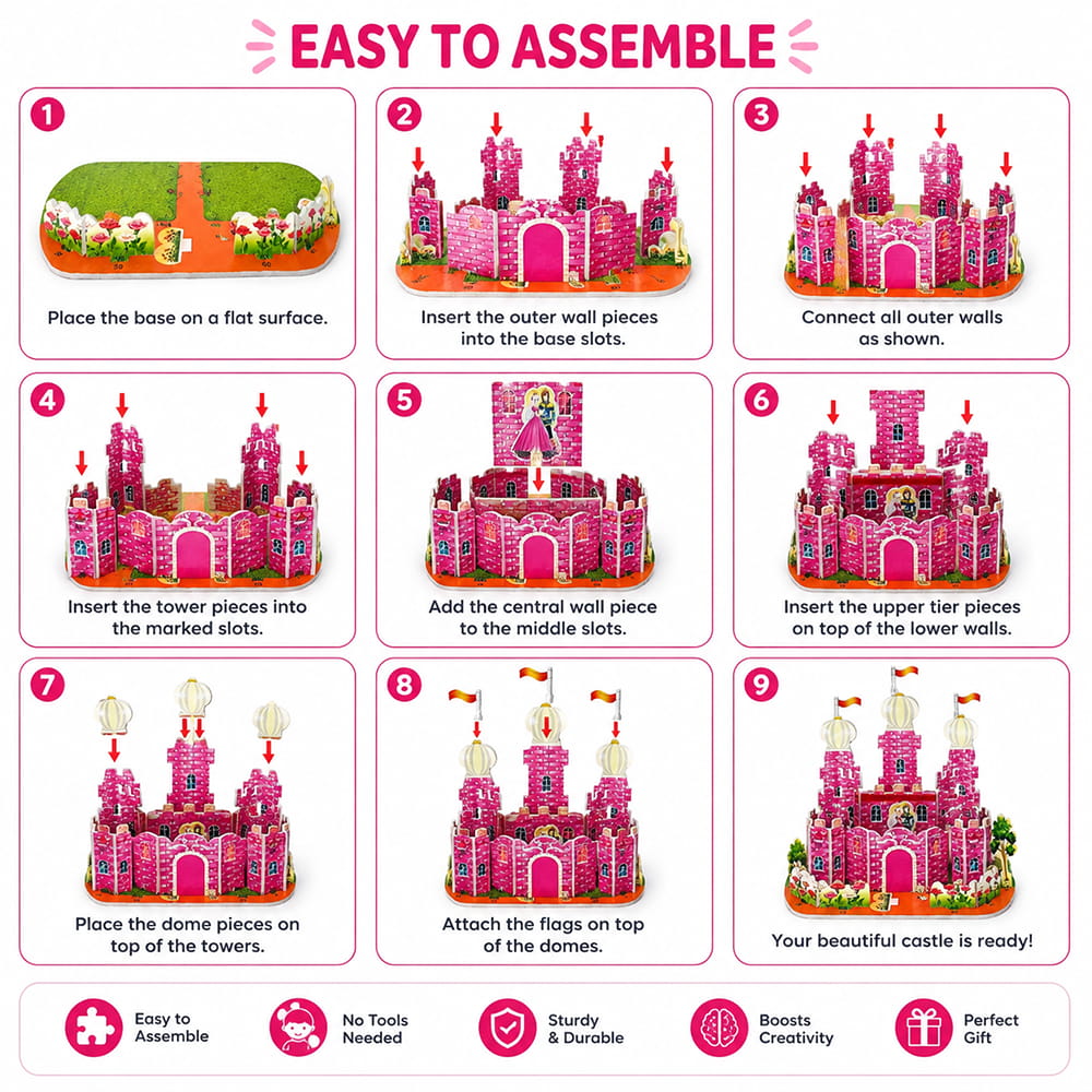 Hello Friends 3D Cardboard Puzzle is a fun DIY model-building activity for kids aged 4 years and above. The pre-cut pieces are easy to assemble into a 3D standing model, helping develop creativity, concentration, coordination, and problem-solving skills.