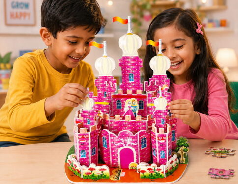 Hello Friends 3D Cardboard Puzzle is a fun DIY model-building activity for kids aged 4 years and above. The pre-cut pieces are easy to assemble into a 3D standing model, helping develop creativity, concentration, coordination, and problem-solving skills.
