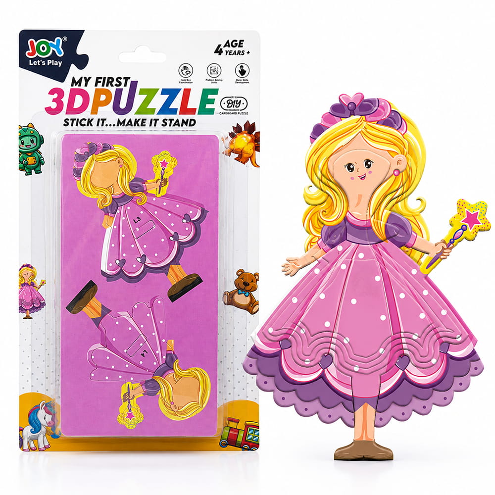 Hello Friends 3D Puzzle is a fun DIY cardboard activity toy for kids aged 4 years and above. Children can assemble the pieces to create a 3D standing model while developing creativity, concentration, and problem-solving skills.