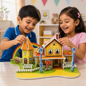 Hello Friends 3D Cardboard Puzzle is a fun DIY model-building activity for kids aged 4 years and above. The pre-cut pieces are easy to assemble into a 3D standing model, helping develop creativity, concentration, coordination, and problem-solving skills.