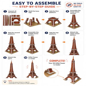 Hello Friends 3D Cardboard Puzzle is a fun DIY model-building activity for kids aged 4 years and above. The pre-cut pieces are easy to assemble into a 3D standing model, helping develop creativity, concentration, coordination, and problem-solving skills.
