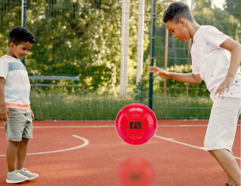 Hello Friends Basketball Pattern Kick Ball 6 Inch is a lightweight and durable PVC play ball designed for kids. Its easy-to-handle size and bouncy performance make it suitable for kicking, throwing, catching, and active indoor or outdoor games.