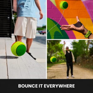 Hello Friends Bouncing Return Ball Twin Pack includes 2 textured 2.5-inch balls with elastic strings and wrist bands. Kids can throw, bounce, and catch the returning balls for an exciting and active play experience.