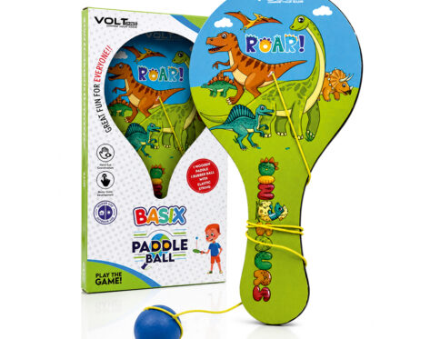 Hello Friends Wooden Paddle Ball is a fun kids' activity toy with a durable wooden paddle and elastic string-attached rubber ball, designed for active indoor and outdoor play while encouraging hand-eye coordination and focus.