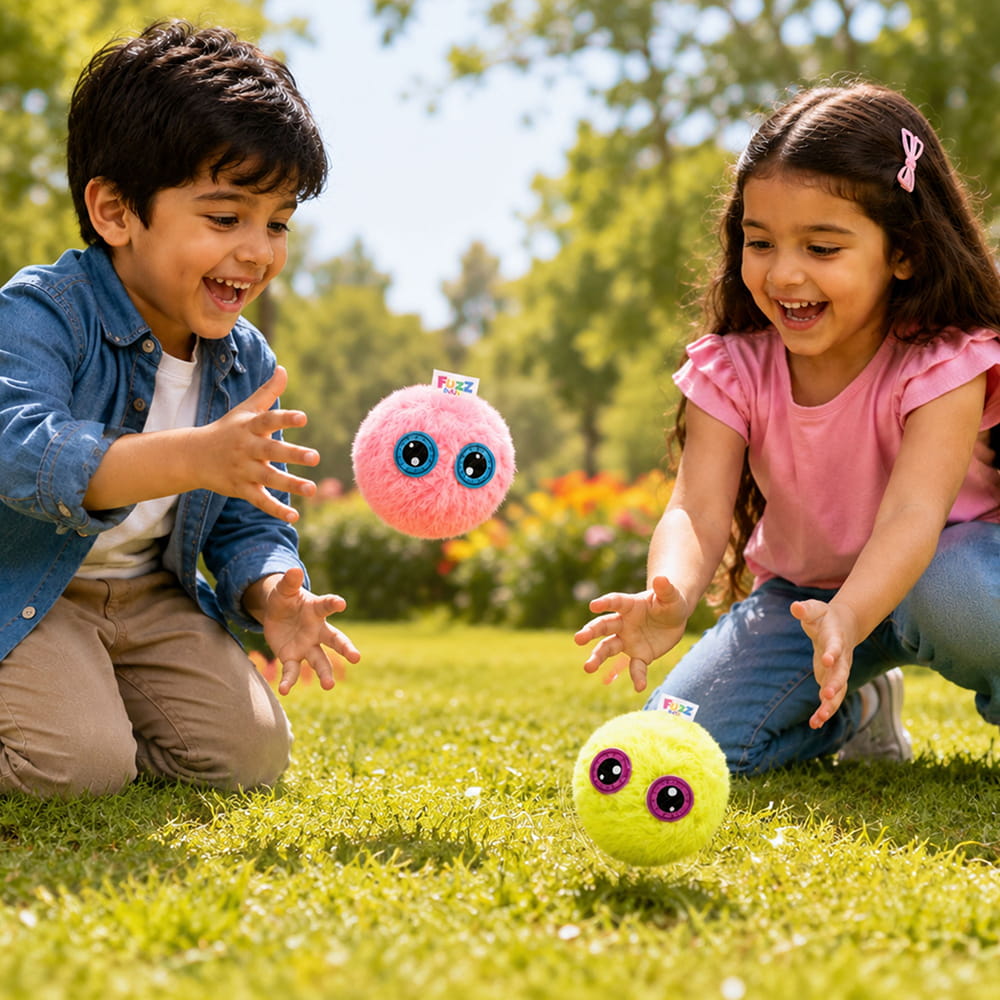 Hello Friends Fuzz Ball is a soft and fluffy high bounce play ball designed for endless fun and active play for kids. Its furry outer texture and lightweight bouncing design make it exciting for indoor and outdoor games.