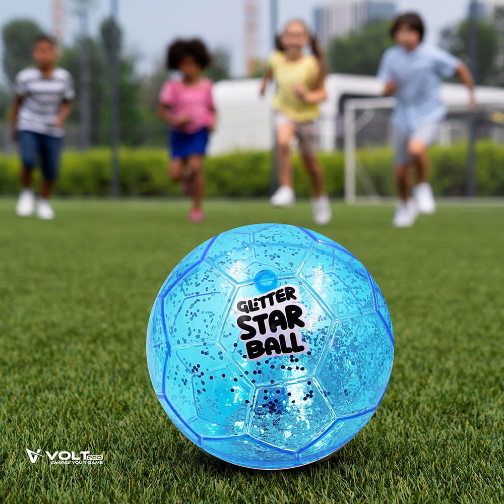 Hello Friends Glitter Star Ball 4 Inch is a soft and lightweight high-bounce play ball with an attractive glitter star design. Its compact size makes it easy for kids to hold, throw, catch, and bounce during indoor and outdoor play.