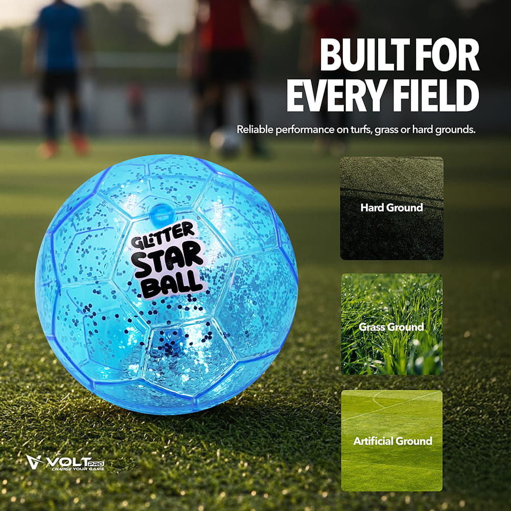 Hello Friends Glitter Star Ball 4 Inch is a soft and lightweight high-bounce play ball with an attractive glitter star design. Its compact size makes it easy for kids to hold, throw, catch, and bounce during indoor and outdoor play.