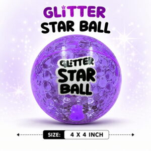 Hello Friends Glitter Star Ball 4 Inch is a soft and lightweight high-bounce play ball with an attractive glitter star design. Its compact size makes it easy for kids to hold, throw, catch, and bounce during indoor and outdoor play.