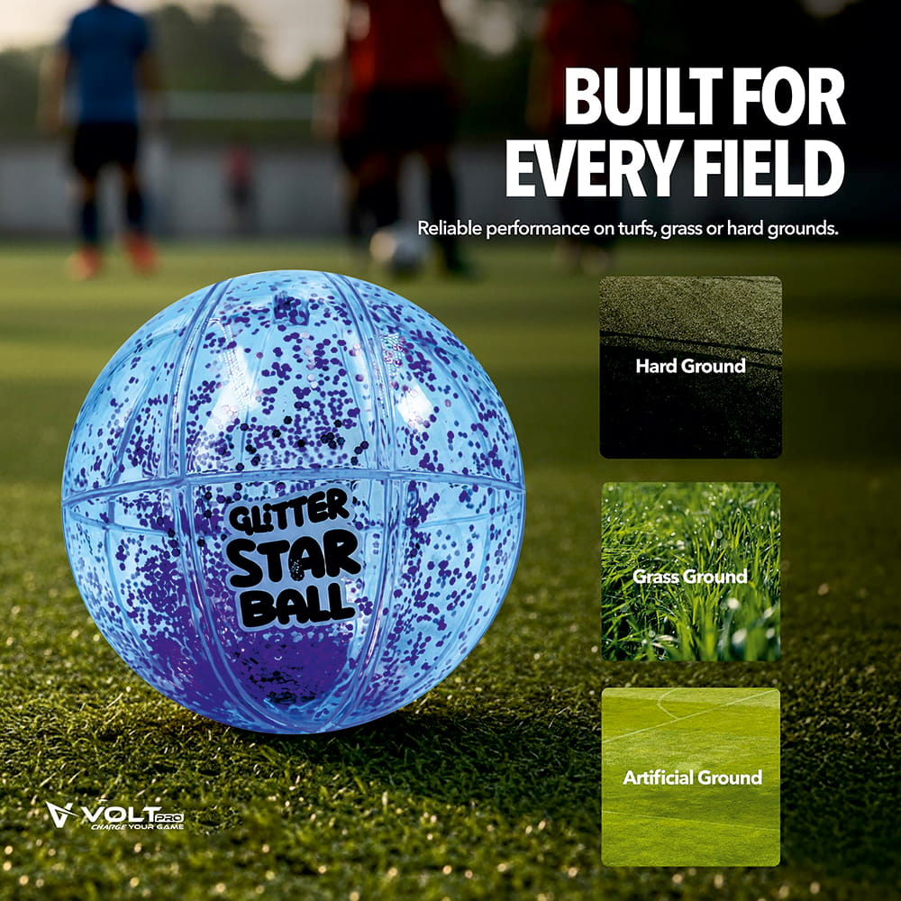 Bring a sporty sparkle to playtime with the Hello Friends Glitter Star Ball 6 Inch. Featuring a fun Basketball Pattern and glitter finish, this lightweight bouncing ball is made for throwing, catching, kicking and active play.