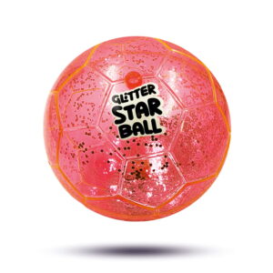 Hello Friends Glitter Star Ball 6 Inch features an attractive glitter finish with a Football Pattern. Its lightweight and high-bounce design makes it easy to handle and suitable for fun indoor and outdoor play.