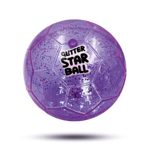 Hello Friends Glitter Star Ball 6 Inch features an attractive glitter finish with a Football Pattern. Its lightweight and high-bounce design makes it easy to handle and suitable for fun indoor and outdoor play.