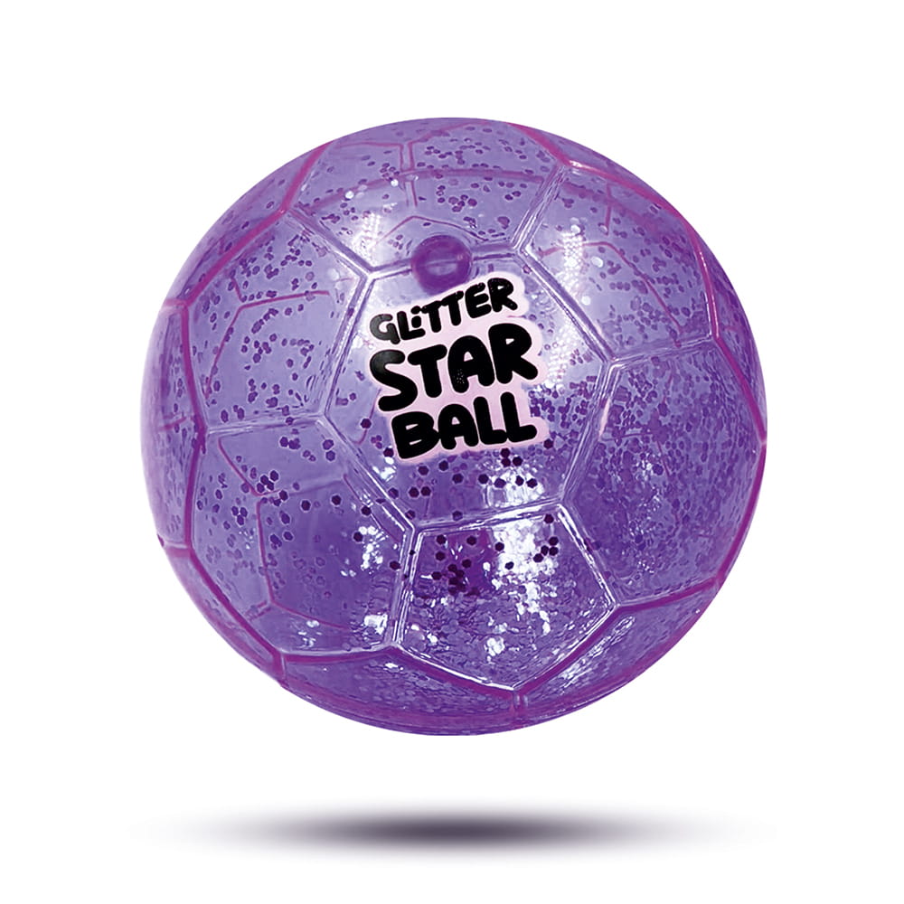 Hello Friends Glitter Star Ball 6 Inch features an attractive glitter finish with a Football Pattern. Its lightweight and high-bounce design makes it easy to handle and suitable for fun indoor and outdoor play.