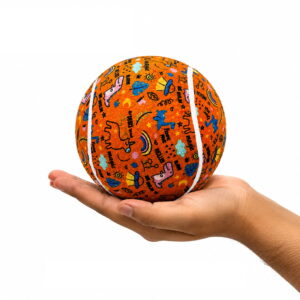 Hello Friends Jumbo Tennis Ball 4 Inch is a soft and bouncy toy ball designed for kids. Its large size makes it easy to hold, throw, catch, and bounce, making it ideal for fun indoor and outdoor play.