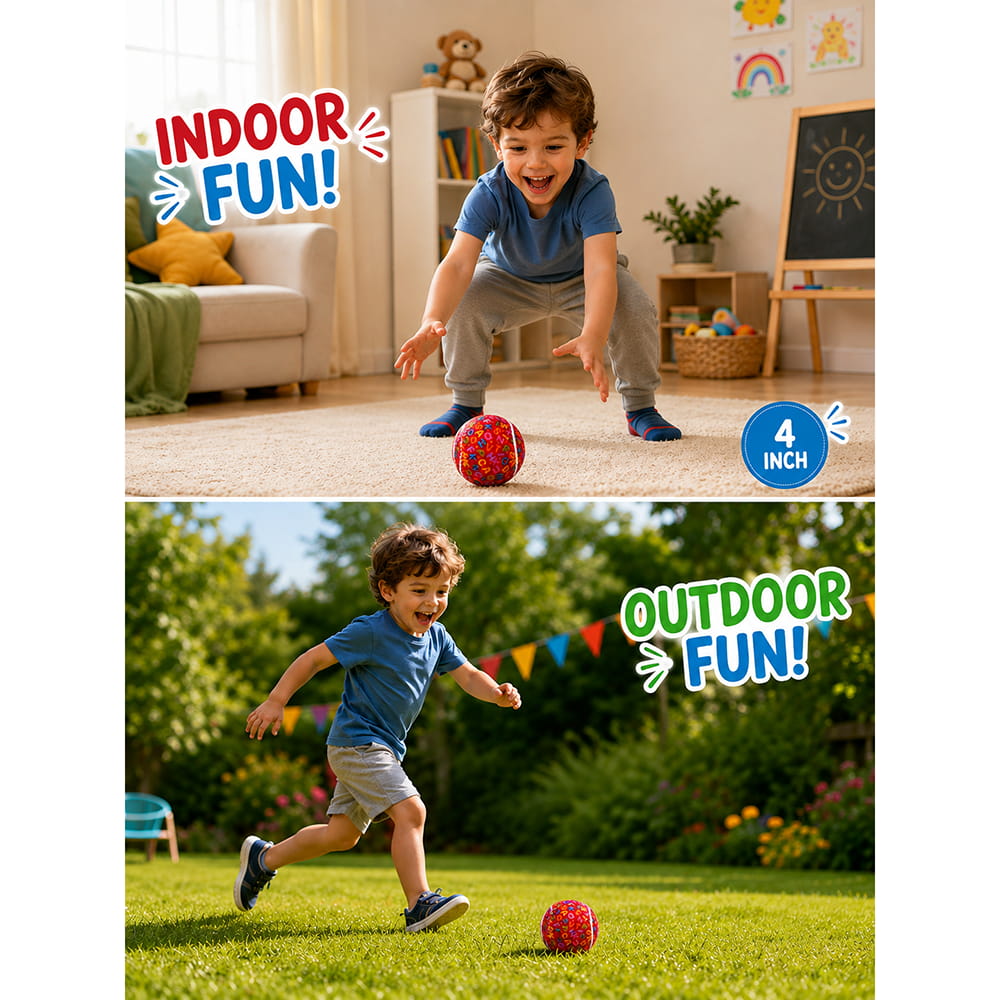 Hello Friends Jumbo Tennis Ball 4 Inch is a soft and bouncy toy ball designed for kids. Its large size makes it easy to hold, throw, catch, and bounce, making it ideal for fun indoor and outdoor play.
