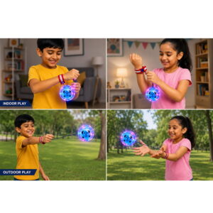 The Hello Friends Light Yo Yo Ball is a 2.5-inch bouncing return toy with a fun light effect, wrist band, and attached string. Kids can enjoy repeated throwing, bouncing, spinning, and catching while staying active.
