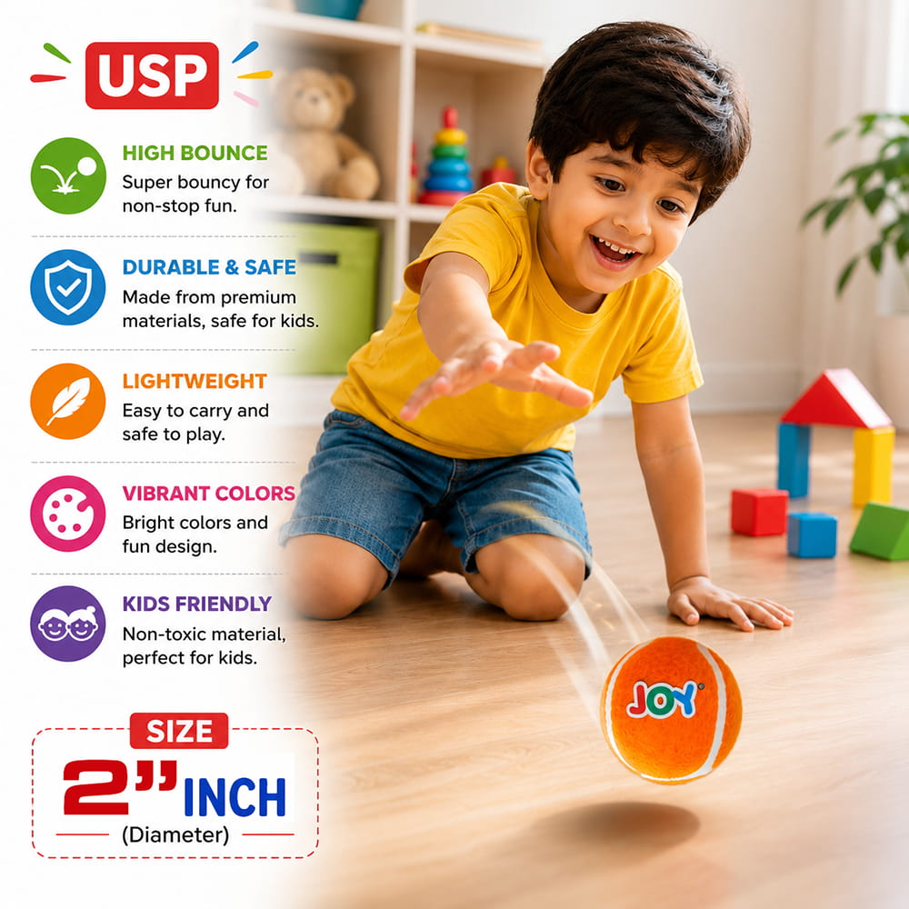 Hello Friends Mini Tennis Ball Pack of 12 includes 2-inch soft felt balls designed for kids, pets, training, and recreational play. Lightweight and easy to handle, these mini tennis balls are suitable for both indoor and outdoor activities.