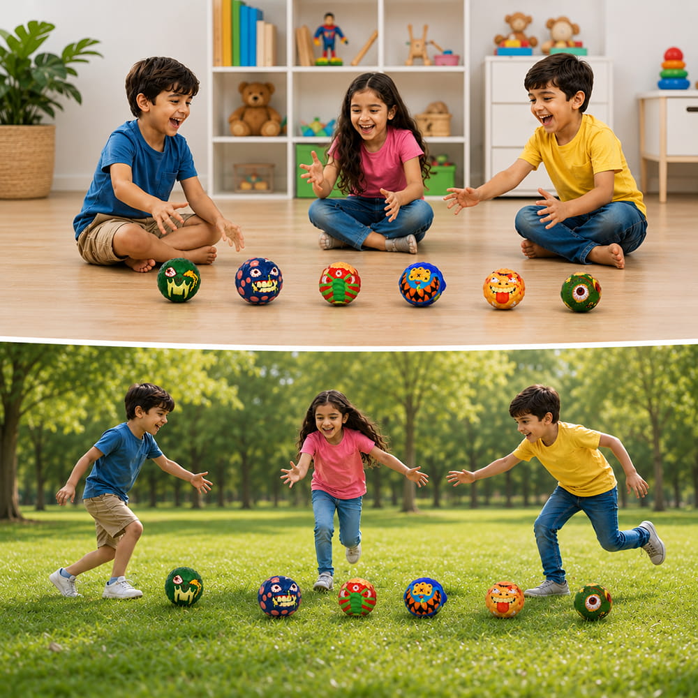 Hello Friends Ghost Monster Playground Ball is a fun and colourful bouncy ball for kids, featuring a unique 3D ghost monster design. Lightweight and easy to handle, it is perfect for throwing, catching, bouncing, and active indoor or outdoor play.