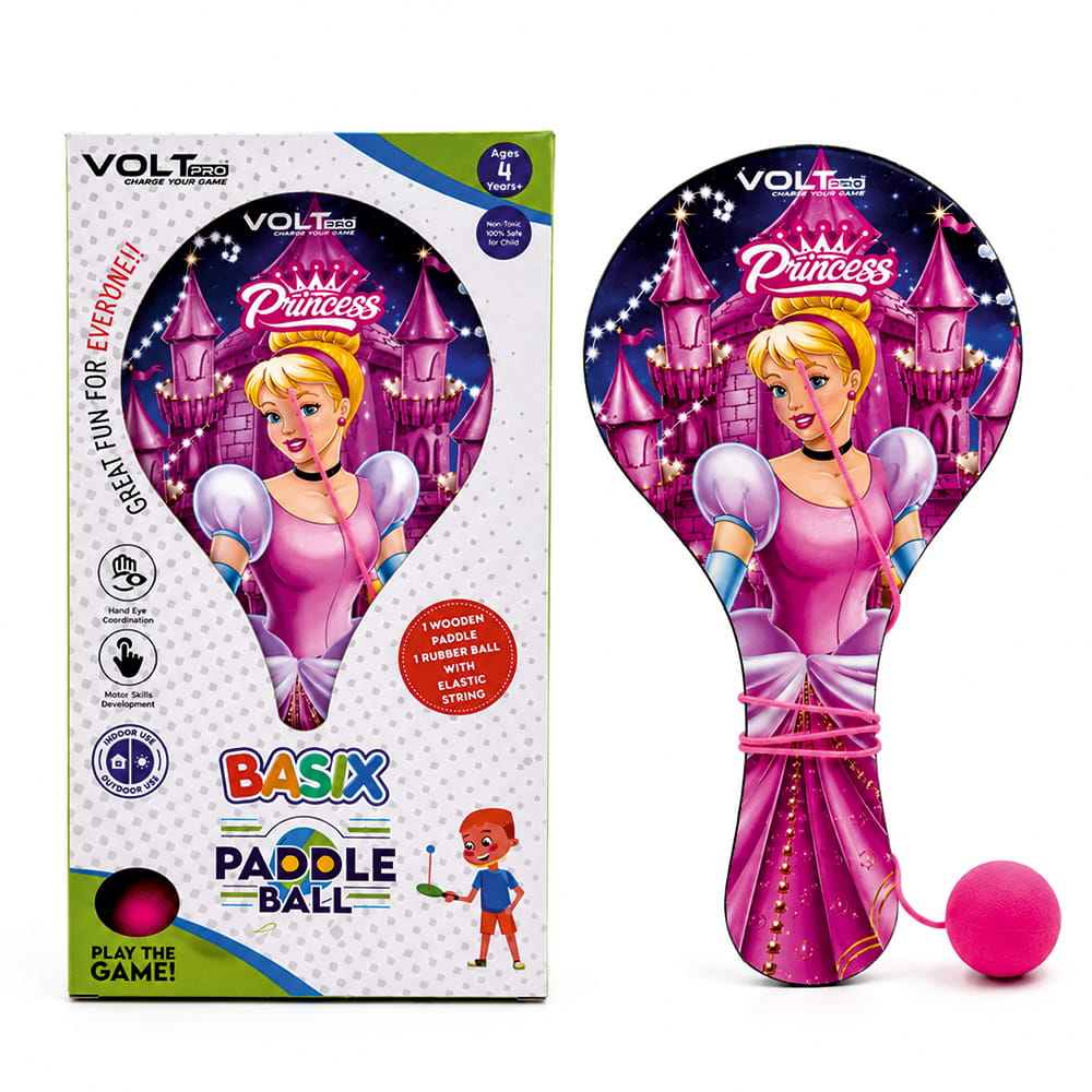 Hello Friends Wooden Paddle Ball is a fun kids' activity toy with a durable wooden paddle and elastic string-attached rubber ball, designed for active indoor and outdoor play while encouraging hand-eye coordination and focus.