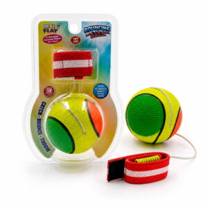Hello Friends Printed Bouncing Return Ball is an interactive toy with a printed tennis-style design, elastic string, and wrist band. Kids can enjoy repeated catch, bounce, and throw play while staying active.