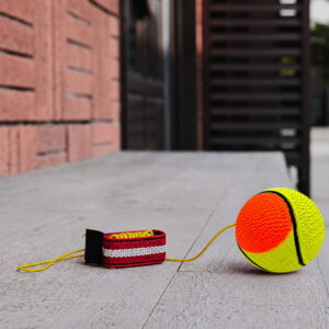 Hello Friends Printed Bouncing Return Ball is an interactive toy with a printed tennis-style design, elastic string, and wrist band. Kids can enjoy repeated catch, bounce, and throw play while staying active.