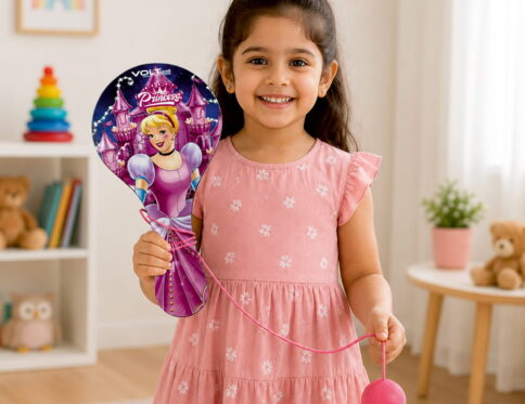 Hello Friends Wooden Paddle Ball is a fun kids' activity toy with a durable wooden paddle and elastic string-attached rubber ball, designed for active indoor and outdoor play while encouraging hand-eye coordination and focus.