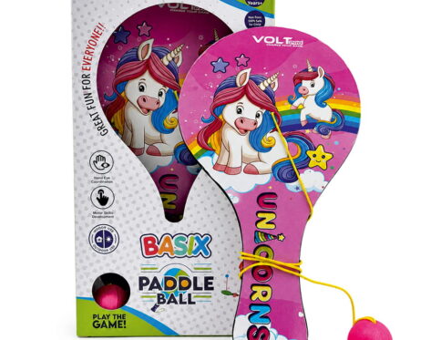 Hello Friends Wooden Paddle Ball is a fun kids' activity toy with a durable wooden paddle and elastic string-attached rubber ball, designed for active indoor and outdoor play while encouraging hand-eye coordination and focus.