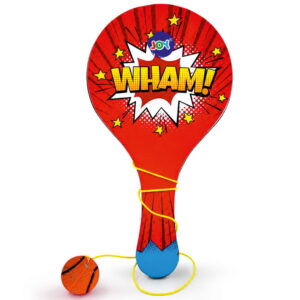 Hello Friends Wooden Paddle Ball is a classic skill-based game featuring a durable wooden paddle and a rubber ball attached with an elastic string. Designed for senior-size play, it offers an enjoyable way for kids to practice catching, hitting, and coordination.
