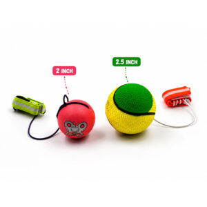 The Hello Friends Yo Yo Ball Combo Set includes 2 mini bouncing return balls in 2-inch and 2.5-inch sizes. With wrist bands and attached strings, kids can enjoy throwing, bouncing, catching, and spinning activities with two different ball sizes.