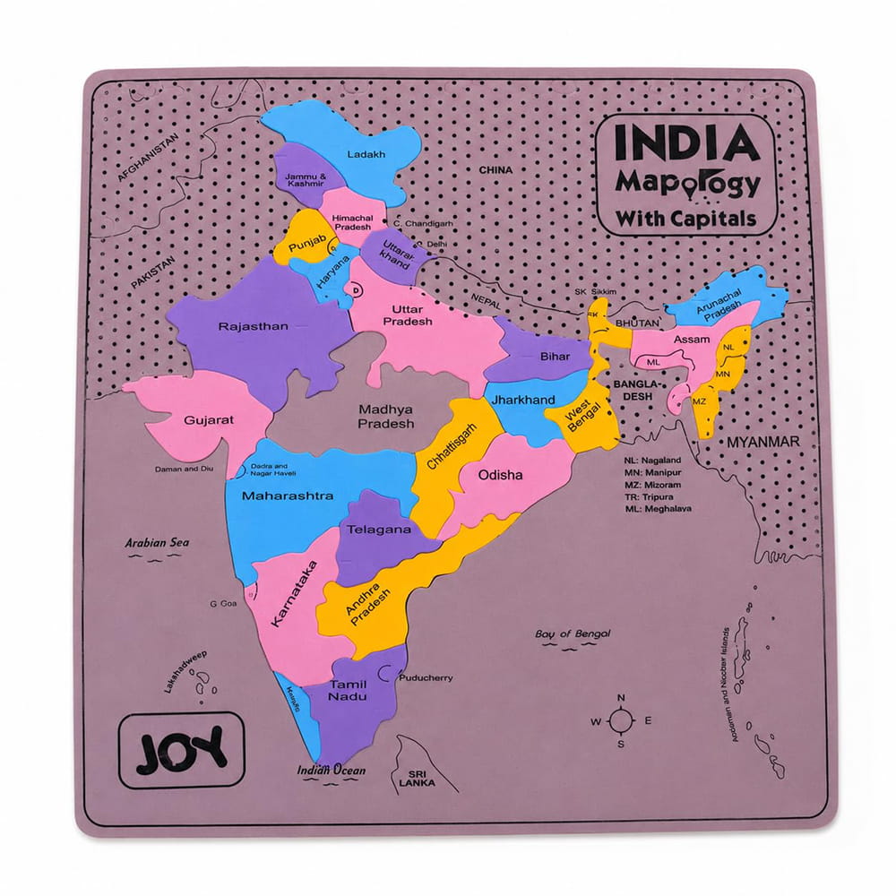 Play Eva India Map Puzzle is a hands-on educational activity that introduces children to the states and cities of India. Made from soft EVA foam with a raised 3D design, it offers an engaging way to explore geography while developing memory and coordination.