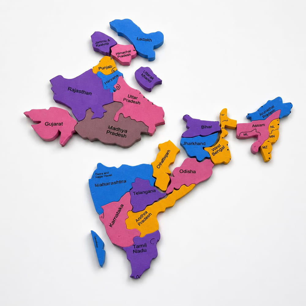 Play Eva India Map Puzzle is a hands-on educational activity that introduces children to the states and cities of India. Made from soft EVA foam with a raised 3D design, it offers an engaging way to explore geography while developing memory and coordination.