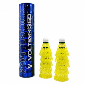 Volt Pro 350 Badminton Shuttlecock is a tournament-grade nylon shuttlecock featuring a durable nylon skirt and wooden compressed cork base. Its medium-speed design provides stable and accurate flight, making it suitable for training, practice, and match play.