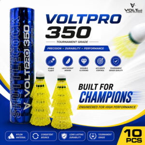 Volt Pro 350 Badminton Shuttlecock is a tournament-grade nylon shuttlecock featuring a durable nylon skirt and wooden compressed cork base. Its medium-speed design provides stable and accurate flight, making it suitable for training, practice, and match play.