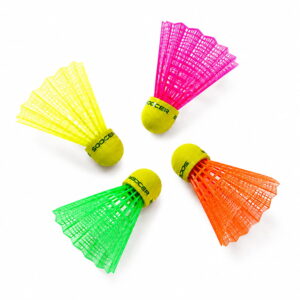 Volt Pro Coloured Plastic Shuttlecocks feature a durable nylon skirt and EVA cork base for stable flight and easy tracking. The pack includes 4 shuttlecocks in different colours, ideal for practice, training, and regular badminton play.