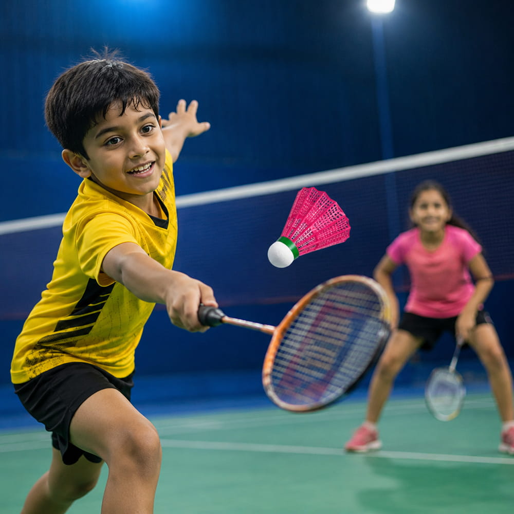 Volt Pro Coloured Plastic Shuttlecocks feature a durable nylon skirt and EVA cork base for stable flight and easy tracking. The pack includes 4 shuttlecocks in different colours, ideal for practice, training, and regular badminton play.