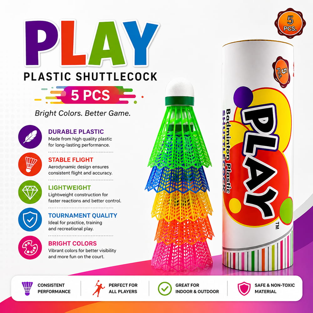 Volt Pro Colourful Plastic Shuttlecocks are designed for regular badminton practice, training, and recreational play. Their durable plastic construction provides reliable handling and stable flight for beginners and everyday players.