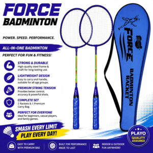 Volt Pro Force Badminton Racket Set is designed for beginners and casual players looking for a reliable badminton kit for daily play. This badminton racket set of 2 comes with a carry bag, making it perfect for outdoor games and indoor practice. Volt Pro Force Badminton Racket Set is designed for beginners and casual players looking for a reliable badminton kit for daily play. This badminton racket set of 2 comes with a carry bag, making it perfect for outdoor games and indoor practice.