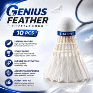 Volt Pro Genius Feather Shuttlecocks are designed for regular badminton practice and training. Their stable flight helps beginners and recreational players work on accuracy, control, timing, and overall gameplay. Volt Pro Genius Feather Shuttlecocks are designed for regular badminton practice and training. Their stable flight helps beginners and recreational players work on accuracy, control, timing, and overall gameplay.
