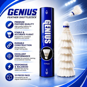 Volt Pro Genius Feather Shuttlecocks are designed for regular badminton practice and training. Their stable flight helps beginners and recreational players work on accuracy, control, timing, and overall gameplay. Volt Pro Genius Feather Shuttlecocks are designed for regular badminton practice and training. Their stable flight helps beginners and recreational players work on accuracy, control, timing, and overall gameplay.