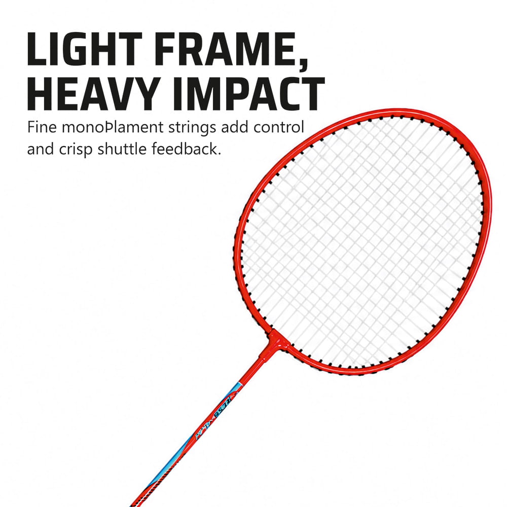 Volt Pro Maxx Badminton Racket Set includes 2 lightweight rackets, 3 plastic shuttlecocks, and a carry bag. Designed for convenient everyday play, it is suitable for kids, beginners, and adults for indoor and outdoor badminton. Volt Pro Maxx Badminton Racket Set includes 2 lightweight rackets, 3 plastic shuttlecocks, and a carry bag. Designed for convenient everyday play, it is suitable for kids, beginners, and adults for indoor and outdoor badminton.